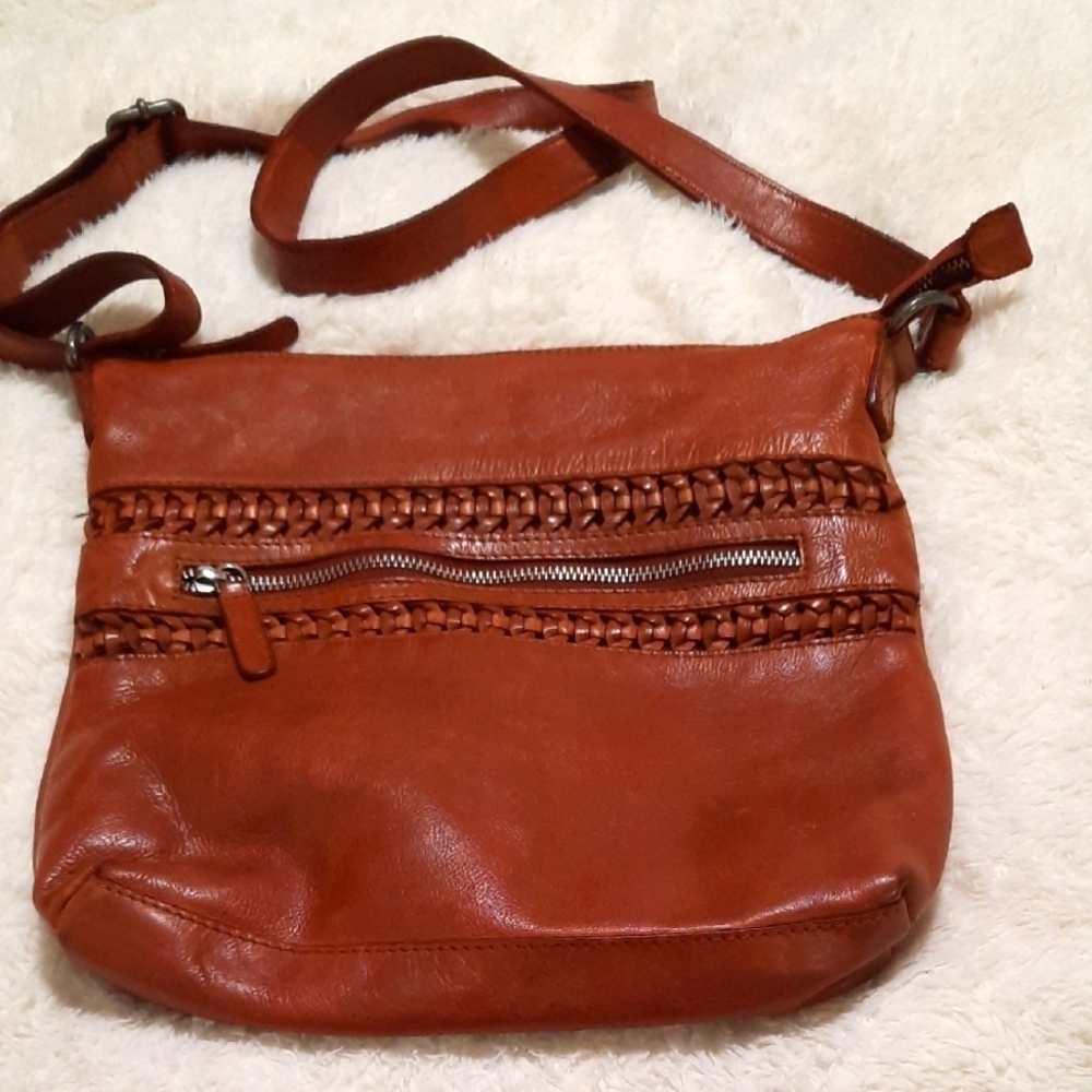 Vilenza Brown Leather Crossbody Bag